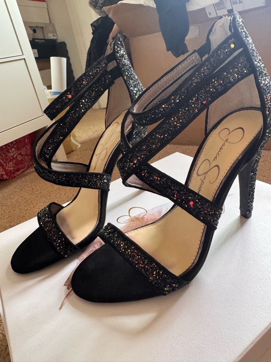 Jessica Simpson Shoes - Jessica Simpson Black Glitter Strappy Heeled Sandals
